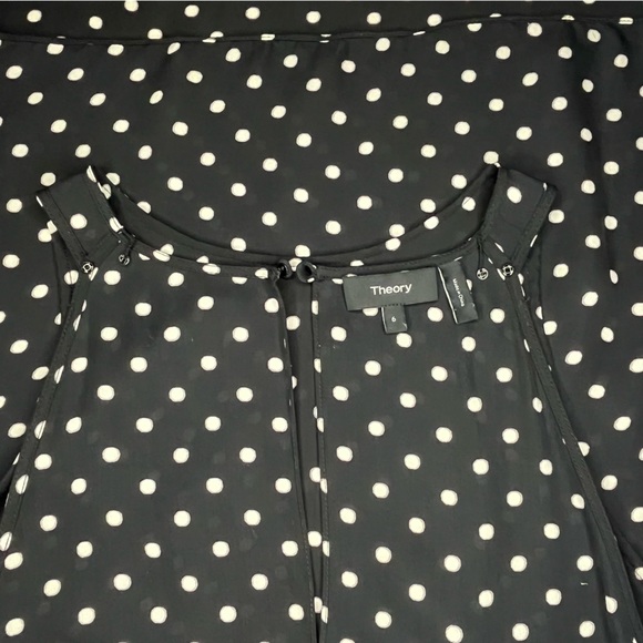 Theory Adlerdale-Haze Dot 100% Silk Slip Dress. Sz 6, black w/ivory dots. EUC - Picture 8 of 11